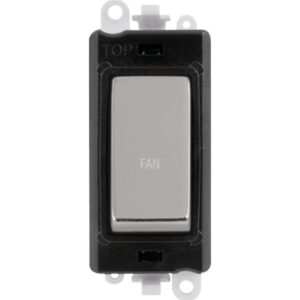 Click Scolmore - Click GridPro 20Ax Double Pole Switch Module Black Polished Chrome Fan (GM2018BKCH-FN)