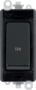 Click Scolmore - Click GridPro 20Ax Double Pole Switch Module Black Matt Black Fan (GM2018BKMB-FN)
