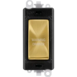 Click Scolmore - Click GridPro 20Ax Double Pole Switch Module Black Satin Brass Warming Drawer (GM2018BKSB-WDR)