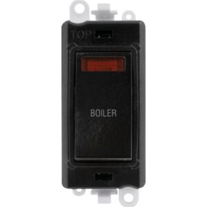Click Scolmore - Click GridPro 20Ax Double Pole Switch With Neon Module Black Boiler (GM2018NBK-BL)