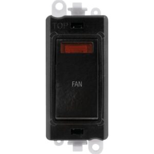 Click Scolmore - Click GridPro 20Ax Double Pole Switch With Neon Module Black Fan (GM2018NBK-FN)
