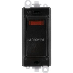 Click Scolmore - Click GridPro 20Ax Double Pole Switch With Neon Module Black Microwave (GM2018NBK-MW)