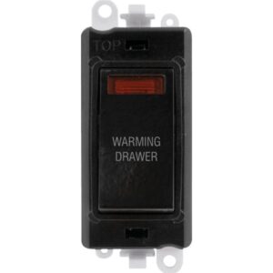 Click Scolmore - Click GridPro 20Ax Double Pole Switch With Neon Module Black Warming Drawer (GM2018NBK-WDR)