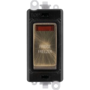 Click Scolmore - Click GridPro 20Ax Double Pole Switch With Neon Module Black Antique Brass Fridge Freezer (GM2018NBKAB-FF)