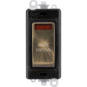 Click Scolmore - Click GridPro 20Ax Double Pole Switch With Neon Module Black Antique Brass Waste Disposal (GM2018NBKAB-WD)