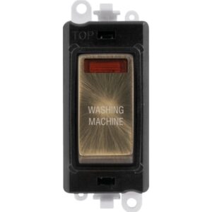 Click Scolmore - Click GridPro 20Ax Double Pole Switch With Neon Module Black Antique Brass Washing Machine (GM2018NBKAB-WM)