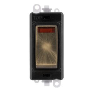Click Scolmore - Click GridPro 20Ax Double Pole Switch With Neon Module Black Antique Brass (GM2018NBKAB)