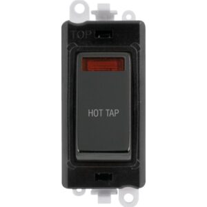 Click Scolmore - Click GridPro 20Ax Double Pole Switch With Neon Module Black Black Nickel Hot Tap (GM2018NBKBN-HT)
