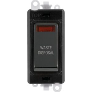 Click Scolmore - Click GridPro 20Ax Double Pole Switch With Neon Module Black Black Nickel Waste Disposal (GM2018NBKBN-WD)