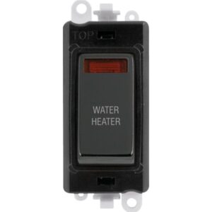 Click Scolmore - Click GridPro 20Ax Double Pole Switch With Neon Module Black Black Nickel Water Heater (GM2018NBKBN-WH)
