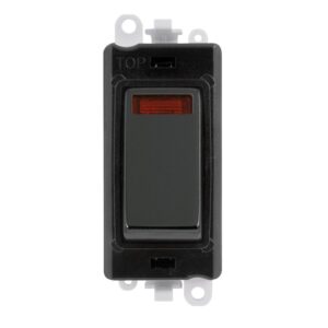 Click Scolmore - Click GridPro 20Ax Double Pole Switch With Neon Module Black Black Nickel (GM2018NBKBN)