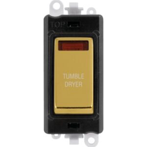 Click Scolmore - Click GridPro 20Ax Double Pole Switch With Neon Module Black Polished Brass Tumble Dryer (GM2018NBKBR-TD)