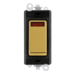 Click Scolmore - Click GridPro 20Ax Double Pole Switch With Neon Module Black Polished Brass (GM2018NBKBR)