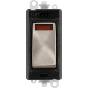 Click Scolmore - Click GridPro 20Ax Double Pole Switch With Neon Module Black Brushed Stainless Hob (GM2018NBKBS-HB)