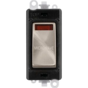Click Scolmore - Click GridPro 20Ax Double Pole Switch With Neon Module Black Brushed Stainless Microwave (GM2018NBKBS-MW)
