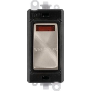 Click Scolmore - Click GridPro 20Ax Double Pole Switch With Neon Module Black Brushed Stainless Wine Cooler (GM2018NBKBS-WC)