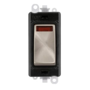 Click Scolmore - Click GridPro 20Ax Double Pole Switch With Neon Module Black Brushed Stainless (GM2018NBKBS)