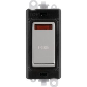 Click Scolmore - Click GridPro 20Ax Double Pole Switch With Neon Module Black Polished Chrome Fridge (GM2018NBKCH-FD)