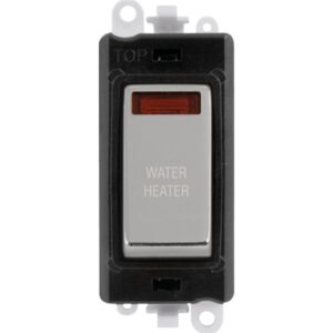 Click Scolmore - Click GridPro 20Ax Double Pole Switch With Neon Module Black Polished Chrome Water Heater (GM2018NBKCH-WH)