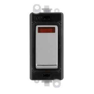 Click Scolmore - Click GridPro 20Ax Double Pole Switch With Neon Module Black Polished Chrome (GM2018NBKCH)