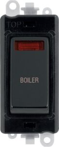 Click Scolmore - Click GridPro 20Ax Double Pole Switch With Neon Module Black Metal Black Boiler (GM2018NBKMB-BL)