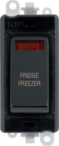 Click Scolmore - Click GridPro 20Ax Double Pole Switch With Neon Module Black Metal Black Fridge Freezer (GM2018NBKMB-FF)