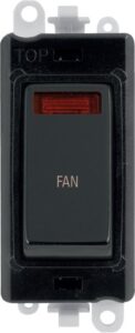 Click Scolmore - Click GridPro 20Ax Double Pole Switch With Neon Module Black Metal Black Fan (GM2018NBKMB-FN)