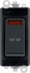 Click Scolmore - Click GridPro 20Ax Double Pole Switch With Neon Module Black Metal Black Hot Tap (GM2018NBKMB-HT)