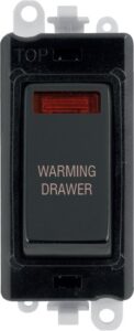 Click Scolmore - Click GridPro 20Ax Double Pole Switch With Neon Module Black Metal Black Warming Drawer (GM2018NBKMB-WDR)