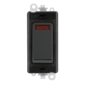 Click Scolmore - Click GridPro 20Ax Double Pole Switch With Neon Module Black Metal Black (GM2018NBKMB)