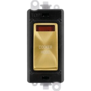 Click Scolmore - Click GridPro 20Ax Double Pole Switch With Neon Module Black Satin Brass Cooker Hood (GM2018NBKSB-CH)