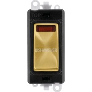 Click Scolmore - Click GridPro 20Ax Double Pole Switch With Neon Module Black Satin Brass Dishwasher (GM2018NBKSB-DW)