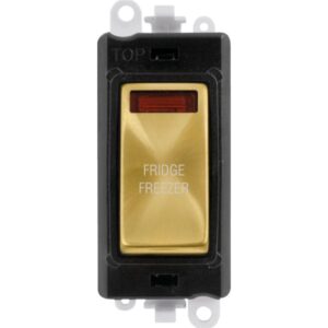 Click Scolmore - Click GridPro 20Ax Double Pole Switch With Neon Module Black Satin Brass Fridge Freezer (GM2018NBKSB-FF)