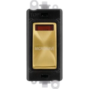 Click Scolmore - Click GridPro 20Ax Double Pole Switch With Neon Module Black Satin Brass Microwave (GM2018NBKSB-MW)