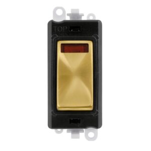 Click Scolmore - Click GridPro 20Ax Double Pole Switch With Neon Module Black Satin Brass (GM2018NBKSB)