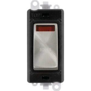 Click Scolmore - Click GridPro 20Ax Double Pole Switch With Neon Module Black Satin Chrome Boiler (GM2018NBKSC-BL)