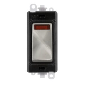 Click Scolmore - Click GridPro 20Ax Double Pole Switch With Neon Module Black Satin Chrome (GM2018NBKSC)