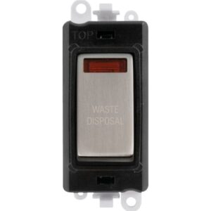 Click Scolmore - Click GridPro 20Ax Double Pole Switch With Neon Module Black Stainless Steel Waste Disposal (GM2018NBKSS-WD)