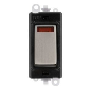 Click Scolmore - Click GridPro 20Ax Double Pole Switch With Neon Module Black Stainless Steel (GM2018NBKSS)