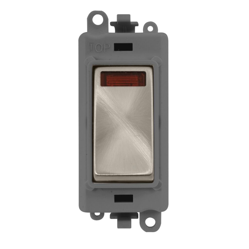 Click GridPro 20Ax Double Pole Switch With Neon Module Grey Brushed ...