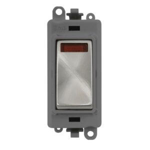Click Scolmore - Click GridPro 20Ax Double Pole Switch With Neon Module Grey Satin Chrome (GM2018NGYSC)