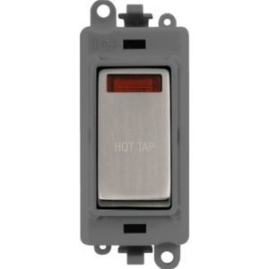 Click Scolmore - Click GridPro 20Ax Double Pole Switch With Neon Module Grey Stainless Steel Hot Tap (GM2018NGYSS-HT)