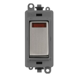 Click Scolmore - Click GridPro 20Ax Double Pole Switch With Neon Module Grey Stainless Steel (GM2018NGYSS)