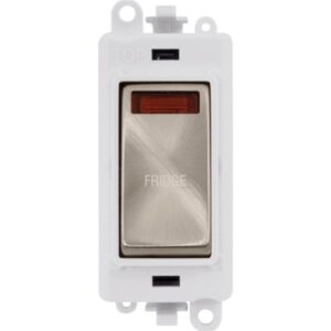 Click Scolmore - Click GridPro 20Ax Double Pole Switch With Neon Module Polar White Brushed Stainless Fridge (GM2018NPWBS-FD)