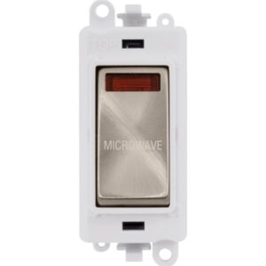 Click Scolmore - Click GridPro 20Ax Double Pole Switch With Neon Module Polar White Brushed Stainless Microwave (GM2018NPWBS-MW)
