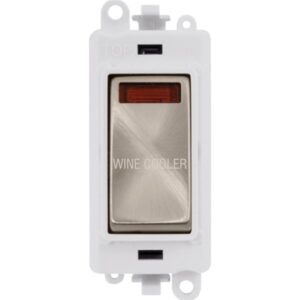 Click Scolmore - Click GridPro 20Ax Double Pole Switch With Neon Module Polar White Brushed Stainless Wine Cooler (GM2018NPWBS-WC)