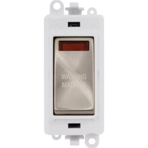 Click Scolmore - Click GridPro 20Ax Double Pole Switch With Neon Module Polar White Brushed Stainless Washing Machine (GM2018NPWBS-WM)