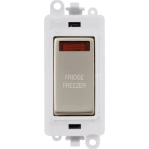 Click Scolmore - Click GridPro 20Ax Double Pole Switch With Neon Module Polar White Pearl Nickel Fridge Freezer (GM2018NPWPN-FF)