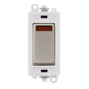 Click Scolmore - Click GridPro 20Ax Double Pole Switch With Neon Module Polar White Pearl Nickel (GM2018NPWPN)