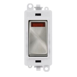 Click Scolmore - Click GridPro 20Ax Double Pole Switch With Neon Module Polar White Satin Chrome (GM2018NPWSC)